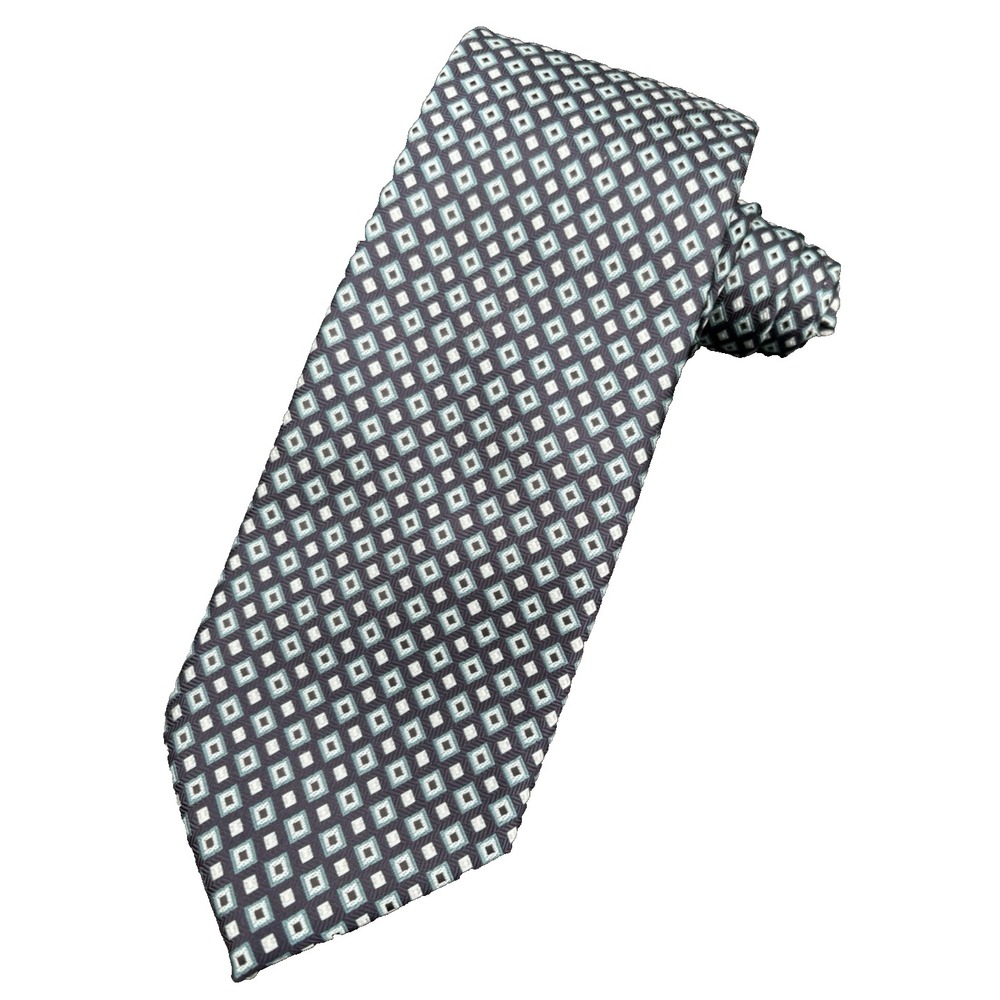 Vtg Haggar Men's Tie Collections Blue Green Geometric Hand Made Classy Preppy GU
